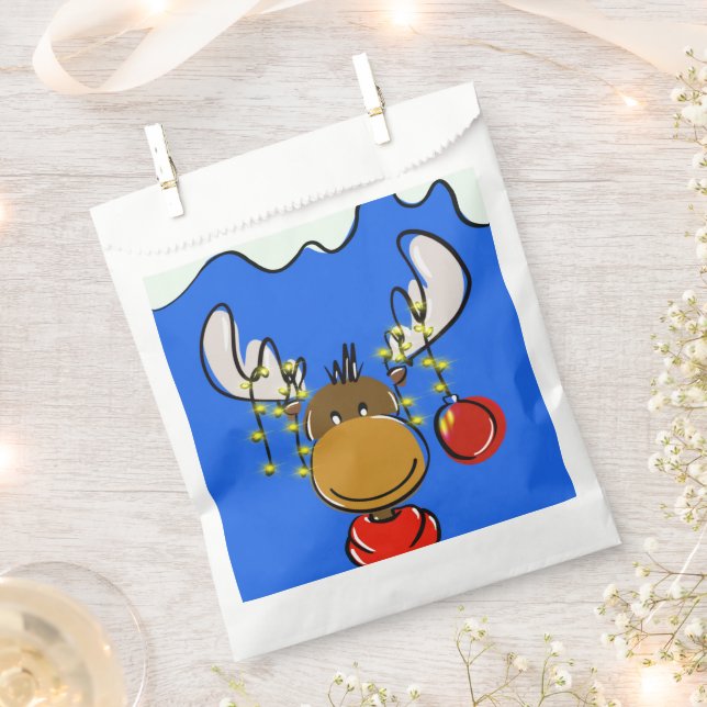 Sacolinha Festivo Reindeer Favor de Natal Bag (Cortado)