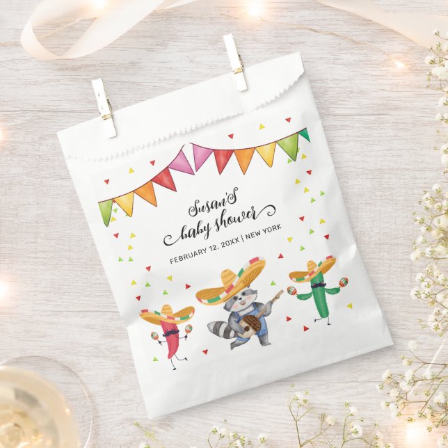 Sacolinha Fiesta Taco Sobre Um Chá de fraldas De Bebê Cactus (Cortado)