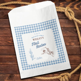 Sacolinha First Rodeo Cowboy Blue Plaid 1st Birthday Party