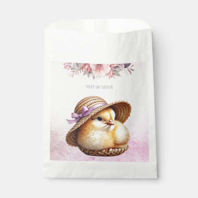 Sacolinha Fita Rosa Pequena Pintinho Favorecida Bolsas (Frente)