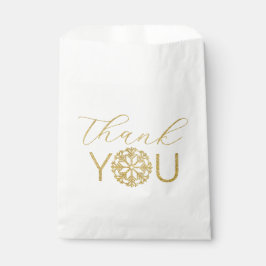 Sacolinha Floco de neve Dourado Winter Obrigado Bolsas Favor
