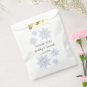 Sacolinha Flocos de neve azuis no obrigado branco do
