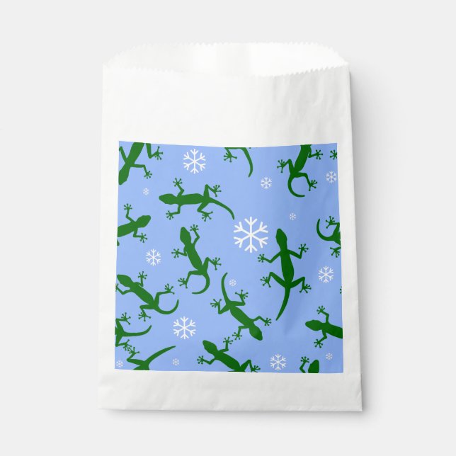 Sacolinha flocos de neve de natal azul (Frente)