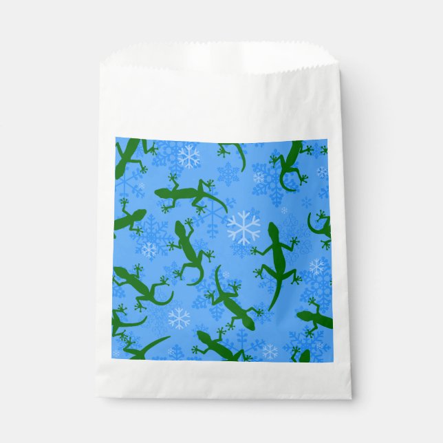 Sacolinha flocos de neve de répteis da geckos de natal azul (Frente)