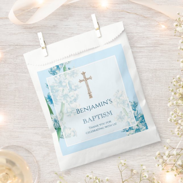 Sacolinha Flor Azul Baptism Favor Bag (Cortado)