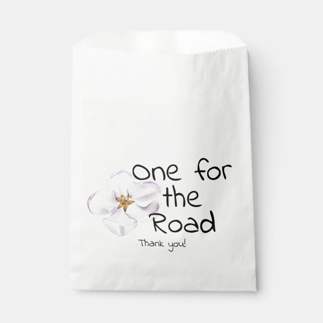 Sacolinha Flor branca moderna, Uma para a estrada, obrigado (Frente)
