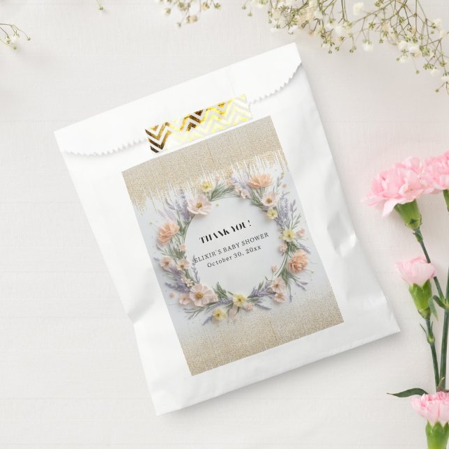 Sacolinha Flor Selvagem Pressa Dourada em Chá de fraldas Blo (Selado)