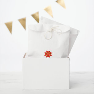 Sacolinha flor vermelha e amarela com pontos pretos