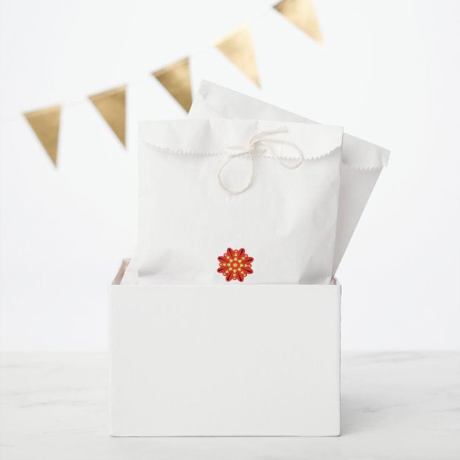 Sacolinha flor vermelha e amarela com pontos pretos (Festa)