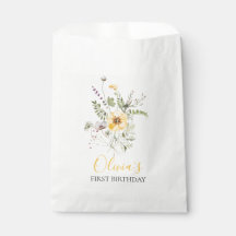 Floral aquarela de flores silvestres primeiro aniv