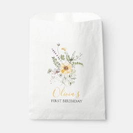 Sacolinha Floral aquarela de flores silvestres primeiro aniv