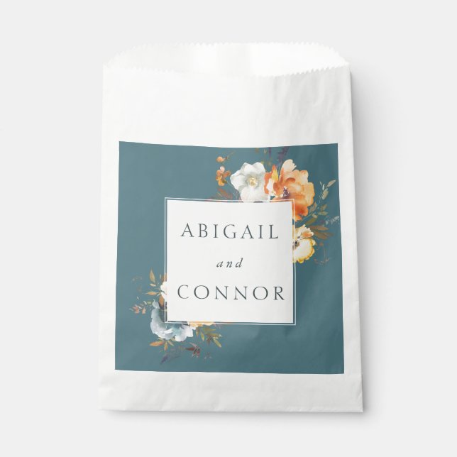 Sacolinha Floral Boho Náutico Terracota Azul Elegante (Frente)