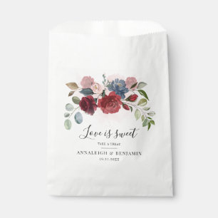 Sacolinha Floral Borgonha Botânica Dusty Azul