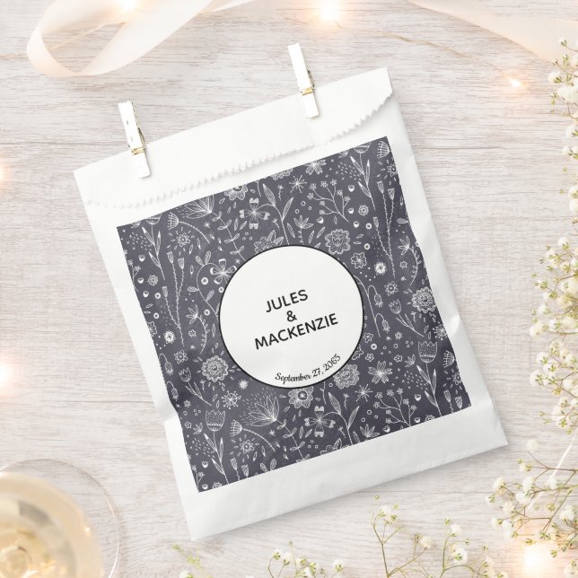 Sacolinha Floral Branco e Preto Moderno (Cortado)