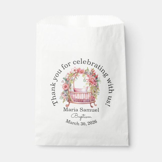 Sacolinha Floral Crib Baby Girl Sticker Rosa (Frente)