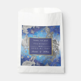 Sacolinha Floral de Vintagem Azul e Branco