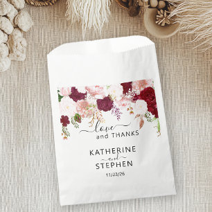Sacolinha Floral Fllower Favor Casamento Blush Burgundy