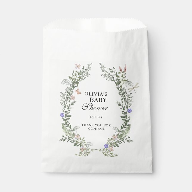 Sacolinha Floral Lush Wildflower Boho Chá de fraldas Obrigad (Frente)