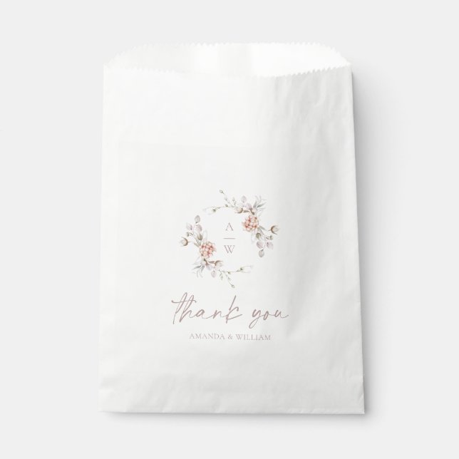Sacolinha Floral Monogram Thank You Wedding (Frente)