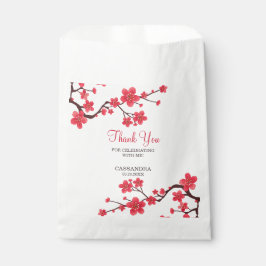 Sacolinha Floral Red Cherry Blossom Sakura Obrigado