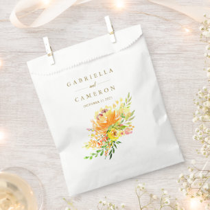 Sacolinha Flores Amarelas Chic Personalizadas de Casamento p