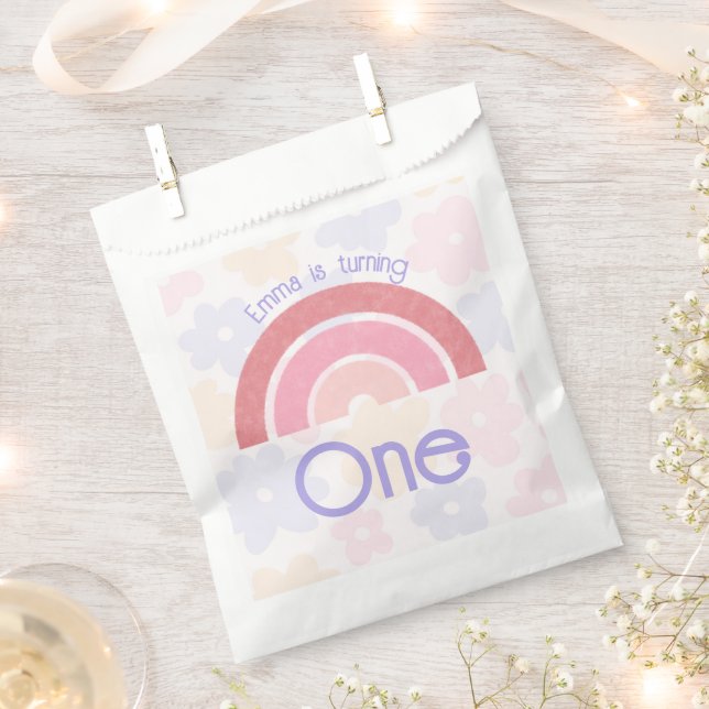 Sacolinha Flores Arco-Íris Aniversário (Cortado)