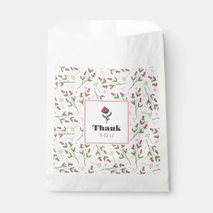 Sacolinha Flores-curvas, cor-de-rosa e verde, obrigado