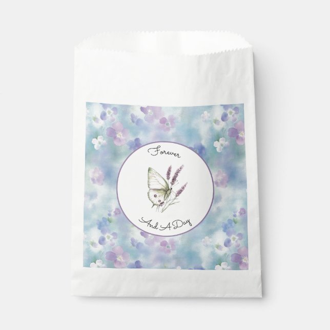 Sacolinha Flores de Casamento Brancas Roxas Lavanda Azul (Frente)