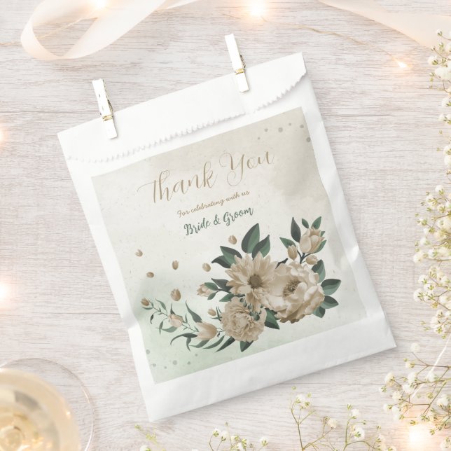Sacolinha flores de champanhe romântico casamento verde (Cortado)