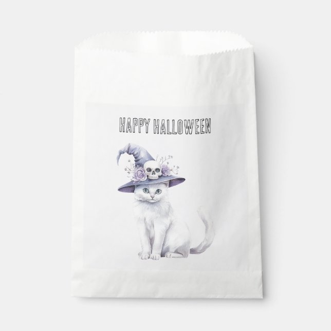 Sacolinha Flores de Lua de Gato de Halloween Lavanda (Frente)