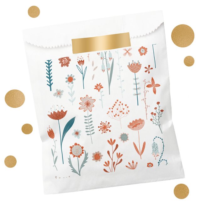 Sacolinha Flores de Verão escandinavas (Modern Japandi style floral favor bags)