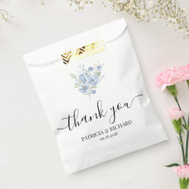 Sacolinha Flores e Folhas de Aquarela Azul Empoeirado Rústic