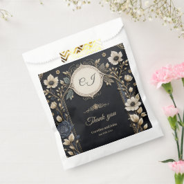 Sacolinha Flores românticas brilhantes sobre fundo azul prof