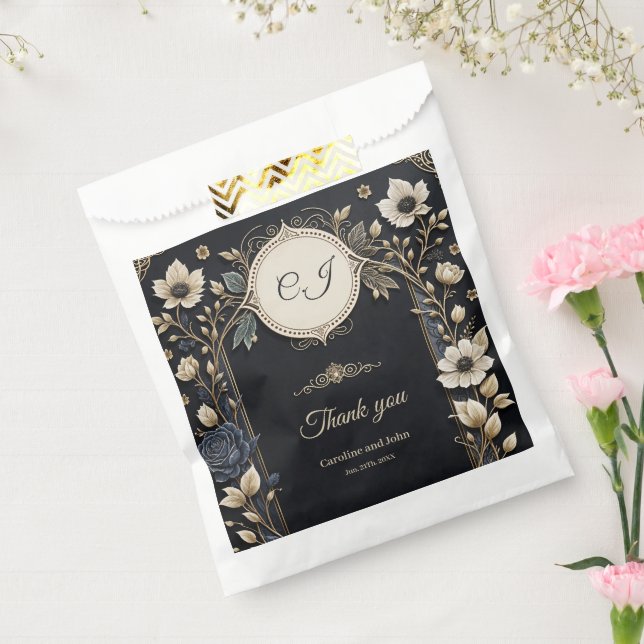 Sacolinha Flores românticas brilhantes sobre fundo azul prof (Selado)