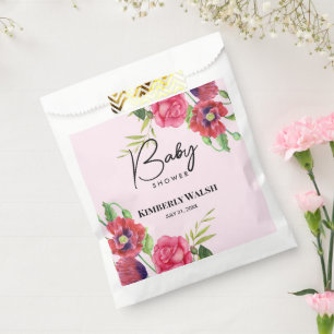 Sacolinha Flores Rosa Vermelho Moderno chá de fraldas na Ros