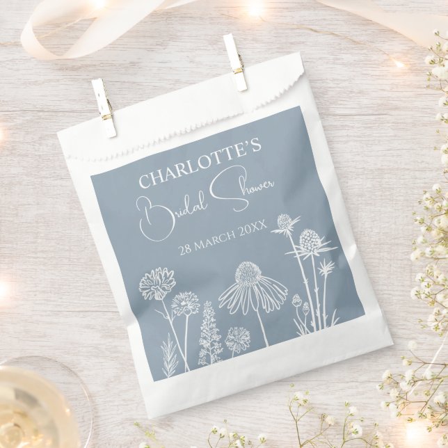 Sacolinha Flores Selvagens, Azuis, Desenhadas (Cortado)