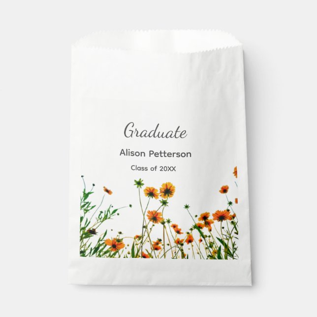 Sacolinha Flores silvestres amarelas alaranjadas modernas e  (Frente)