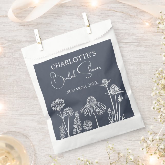 Sacolinha Flores Silvestres Azuis de Meia-Noite Floral Desen (Cortado)