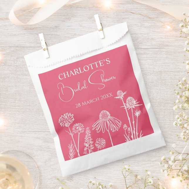 Sacolinha Flores Silvestres Rosas Desenhadas Floral  (Cortado)