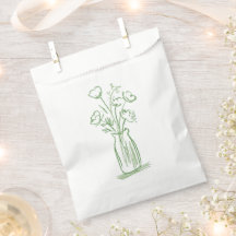Flores Verdes | Favor Botânico Mínimo Desenhado à