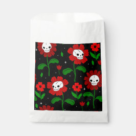 Sacolinha flores vermelhas do crânio floral de halloween