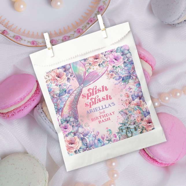 Sacolinha Flower Glitter Mermaid Tail 3rd Birthday (Criador carregado)