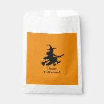 Flying Witch - Orange -Happy Halloween - Favor Bag