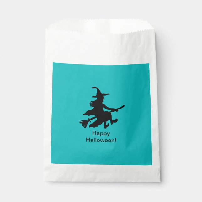 Sacolinha Flying Witch - Teal - Happy Halloween - Favor Bag (Frente)