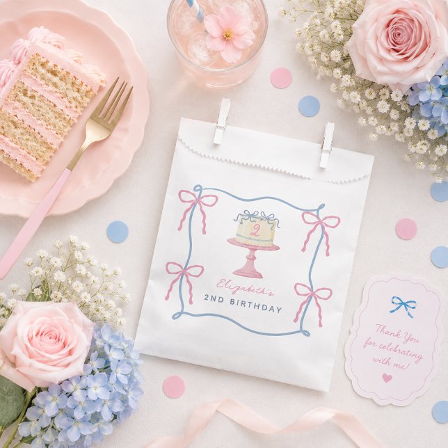 Sacolinha Fofa Tenha Você Bolo e Coma Dois 2º Aniversário (Cute Have You Cake and Eat it Two 2nd Birthday Favor Bag)