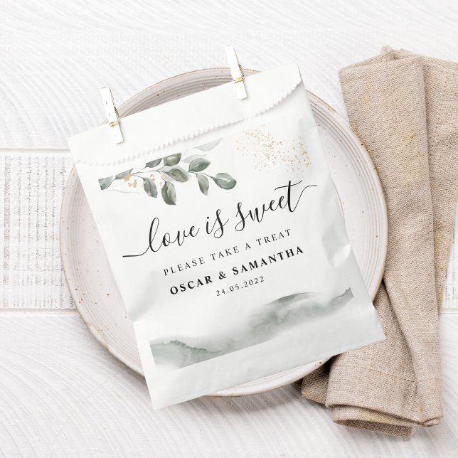 Sacolinha Folha de Aquarela Gentle Greenery | Poeira Dourada (Criador carregado)