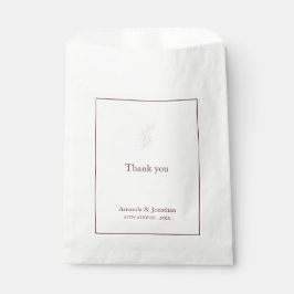 Sacolinha Folha simples, branca e rosa, limpa | Casamento Mo