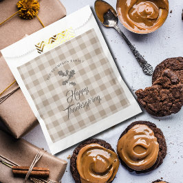 Sacolinha Folhagem de Ação de Graças deixa Xadrez castanha