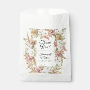 Sacolinha Folhagem de Palmeira das Pampas Floral Branco Rosa