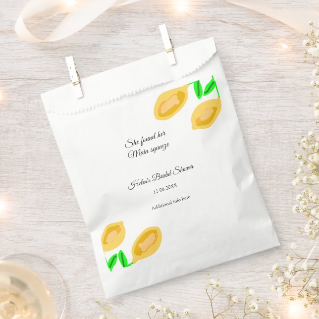 Sacolinha folhas de limão desenhadas à mão adicionam chuveir (Cortado)